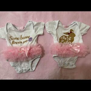 White and Pink Easter Baby Onesies 3 to 6 months